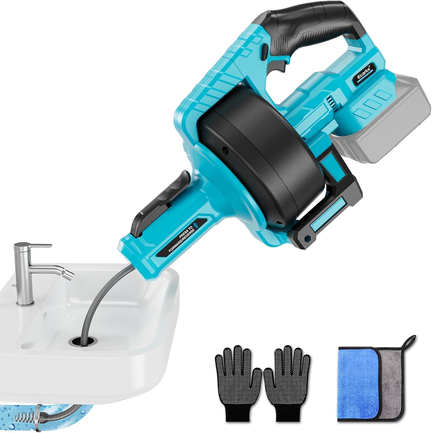 Plumbing Snake Drain - Ecarke Cordless Drain Auger 25Ft Compatible