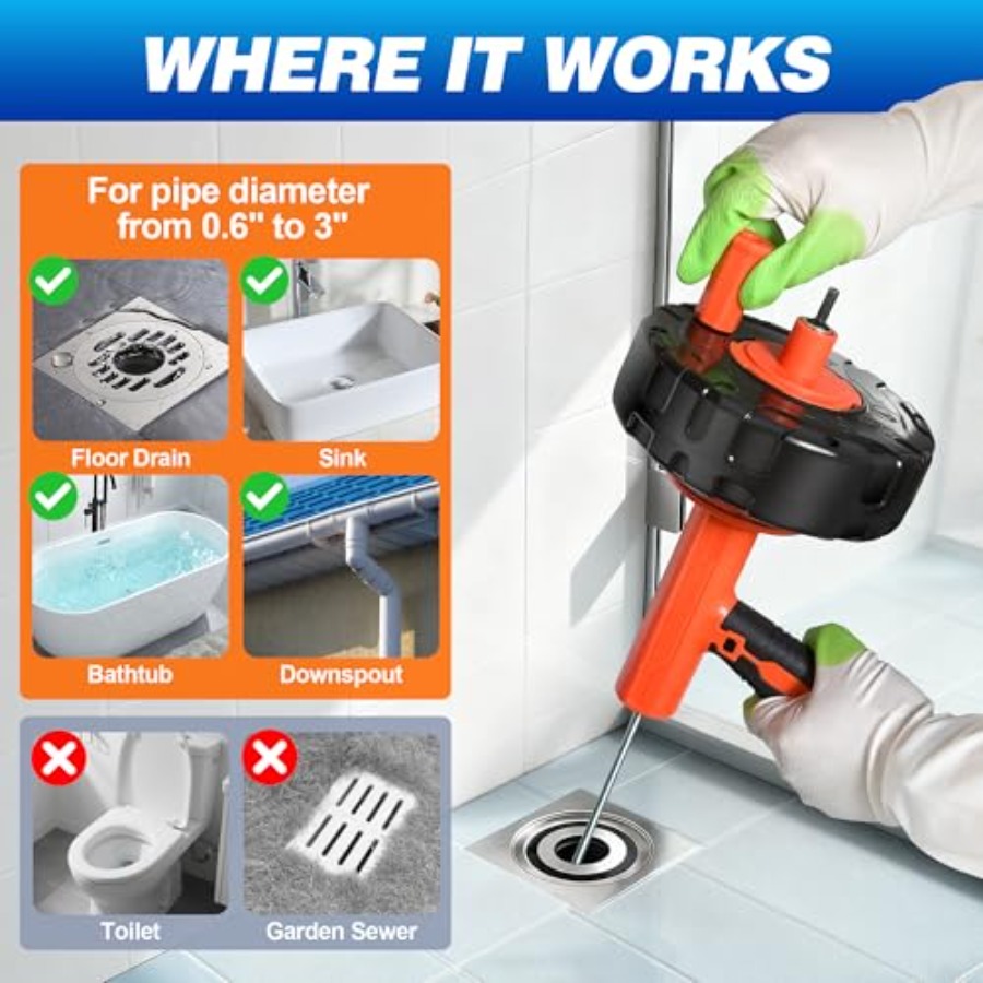 Drainsoon Auto Feed Drain Auge – Plumbing Snake Drain Bewertung und Preis