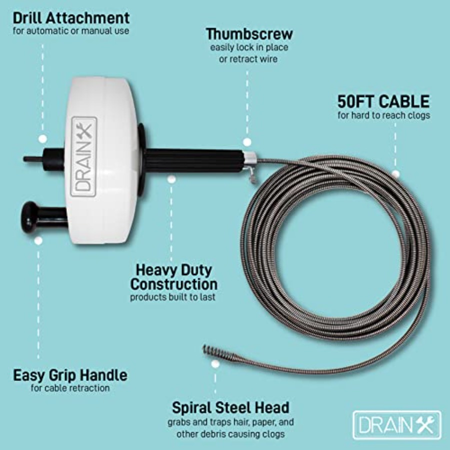 DrainX Power Pro 50-FT Steel D – Plumbing Snake Drain Bewertung und Preis